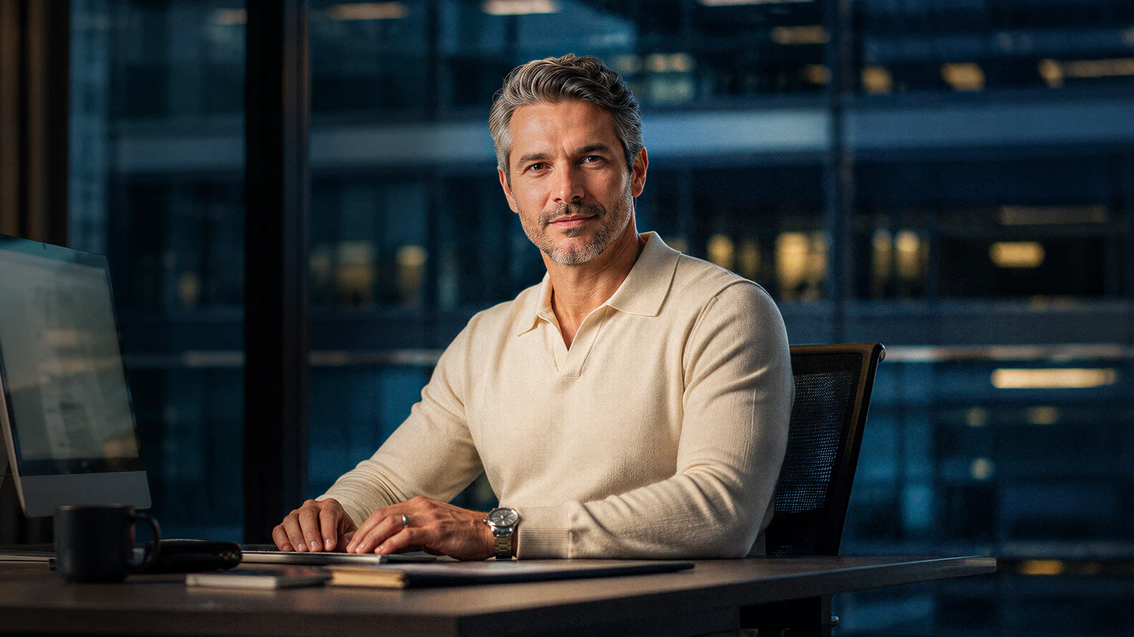 Enterprise Payments — generated portrait at an office desk
